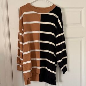 Amazon Women's Striped Sweater - Black and Brown